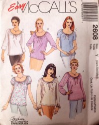 2608 EZ MCCALLS  RAGLAN  DRAWSTRING SS-LS TOPS PATTERN 4-14 XS-MED